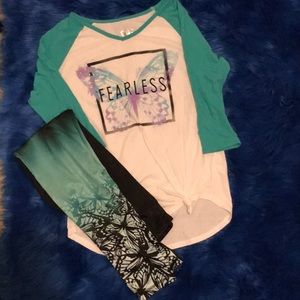 Justice Fearless Butterfly shirt and leggings